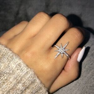 Elegant Silver Starburst Ring